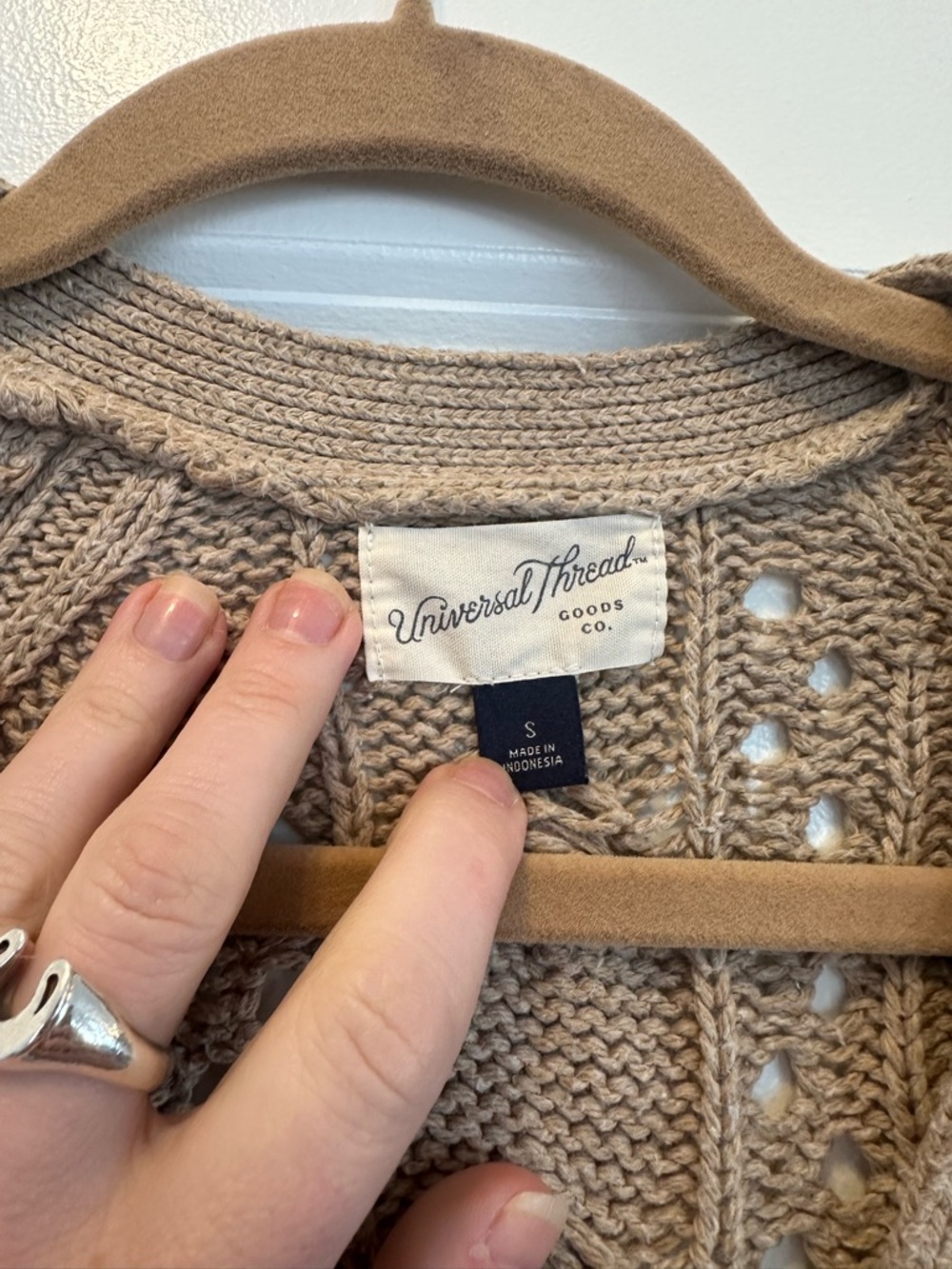 Universal Thread Tan Open-Knit Cable Button Cardigan - Picture 6 of 6